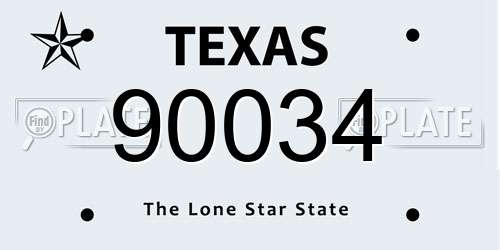 90034 Texas License Plate