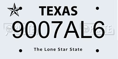 9007AL6 Texas License Plate