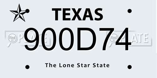 900D74 Texas License Plate