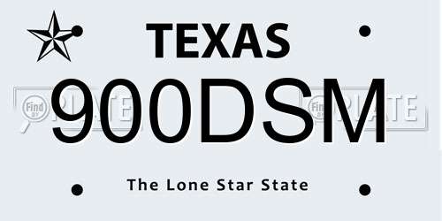 900DSM Texas License Plate