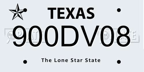 900DV08 Texas License Plate