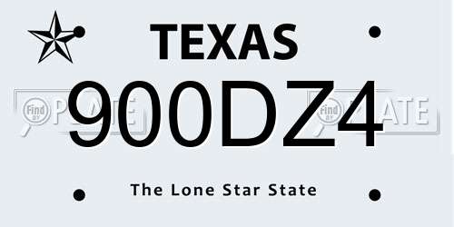 900DZ4 Texas License Plate