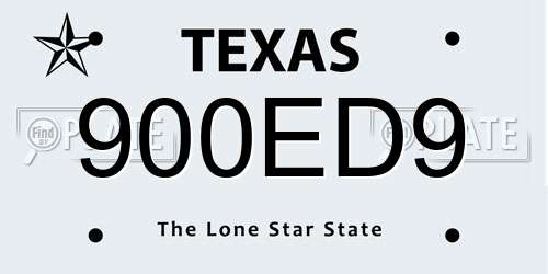 900ED9 Texas License Plate