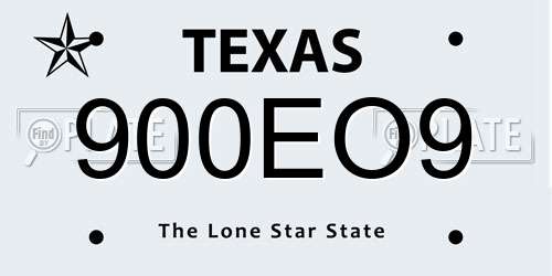 900EO9 Texas License Plate