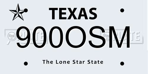 900OSM Texas License Plate