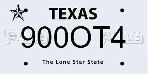 900OT4 Texas License Plate