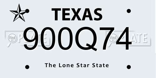900Q74 Texas License Plate