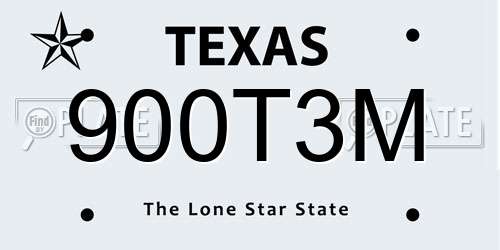 900T3M Texas License Plate