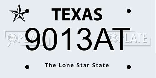 9013AT Texas License Plate