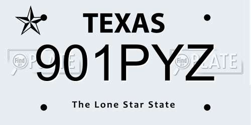 901PYZ Texas License Plate