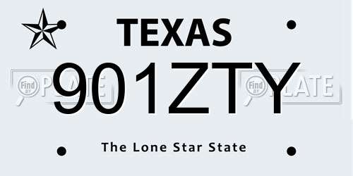 901ZTY Texas License Plate
