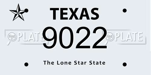 9022 Texas License Plate