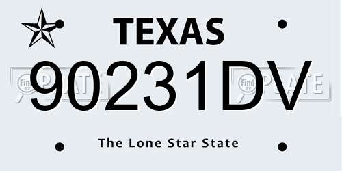 90231DV Texas License Plate