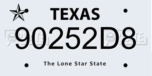 90252D8 Texas License Plate