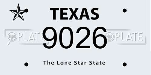 9026 Texas License Plate