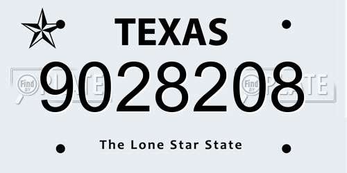9028208 Texas License Plate