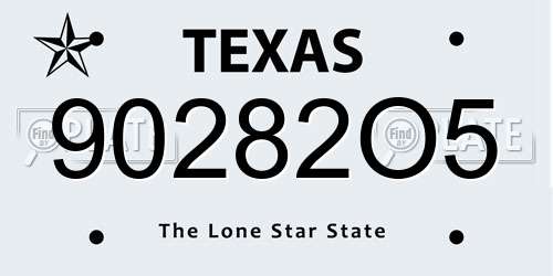 90282O5 Texas License Plate