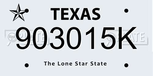 903015K Texas License Plate
