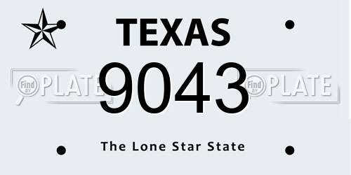 9043 Texas License Plate