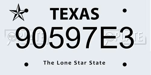 90597E3 Texas License Plate