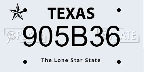905B36 Texas License Plate