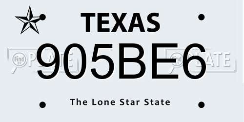 905BE6 Texas License Plate