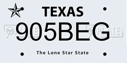 905BEG Texas License Plate