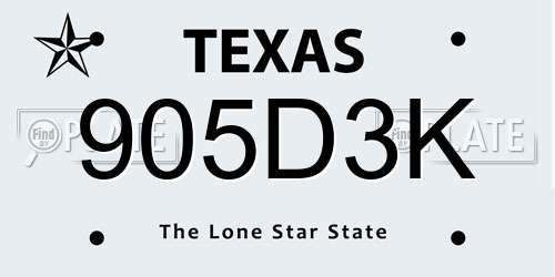 905D3K Texas License Plate