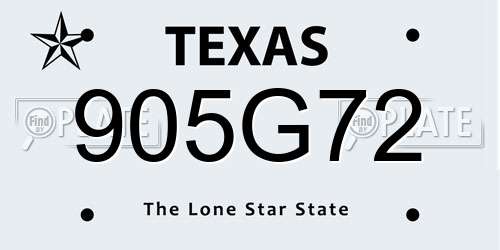 905G72 Texas License Plate