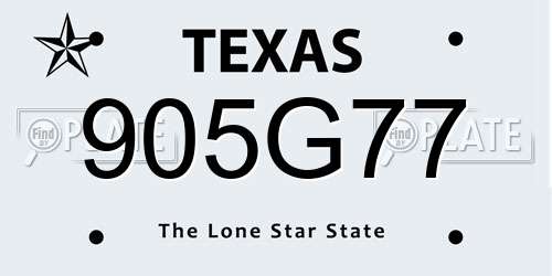 905G77 Texas License Plate
