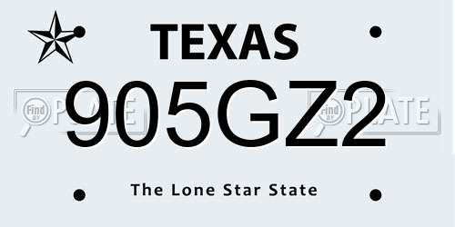 905GZ2 Texas License Plate