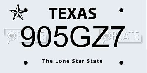 905GZ7 Texas License Plate