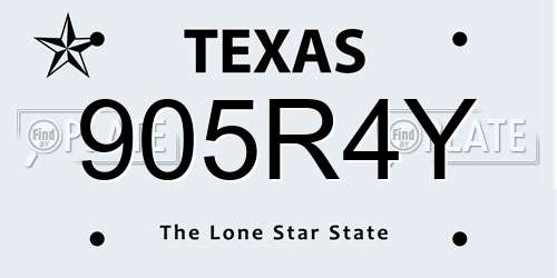 905R4Y Texas License Plate