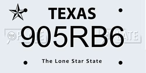 905RB6 Texas License Plate