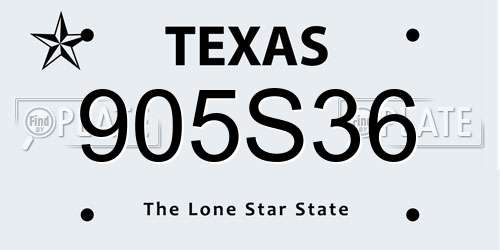905S36 Texas License Plate