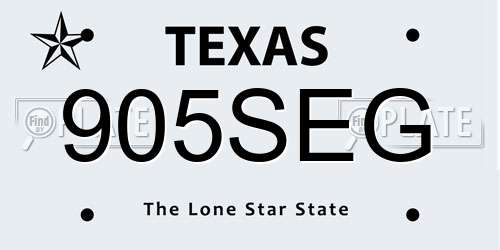905SEG Texas License Plate