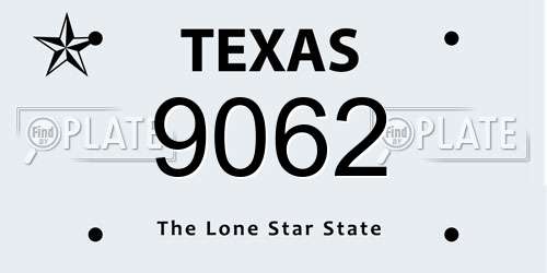 9062 Texas License Plate