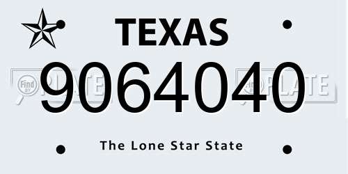 9064040 Texas License Plate