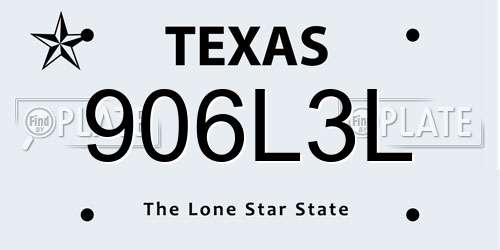 906L3L Texas License Plate