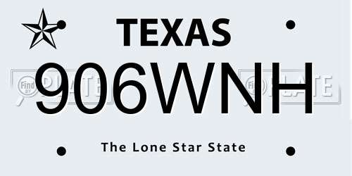 906WNH Texas License Plate