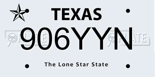 906YYN Texas License Plate