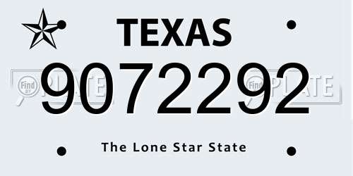 9072292 Texas License Plate