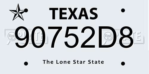 90752D8 Texas License Plate