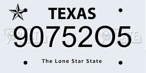 90752O5 Texas License Plate