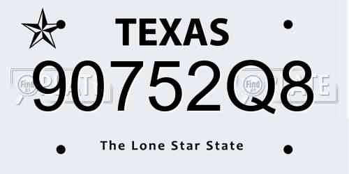 90752Q8 Texas License Plate