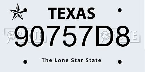 90757D8 Texas License Plate