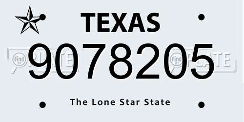 9078205 Texas License Plate