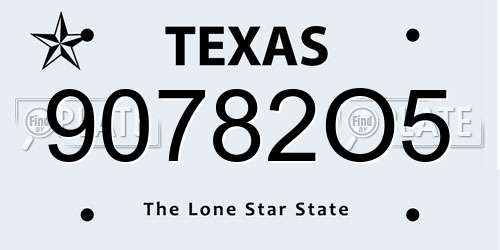 90782O5 Texas License Plate