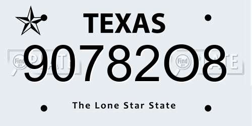 90782O8 Texas License Plate