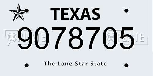 9078705 Texas License Plate